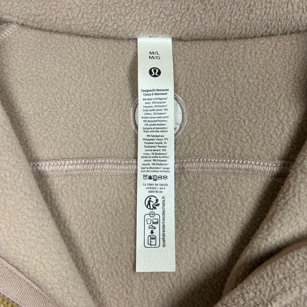 Lululemon Scuba Oversized Half-Zip Fleece Pullover Women M/L Pink Gold Zipper - Picture 3 of 8